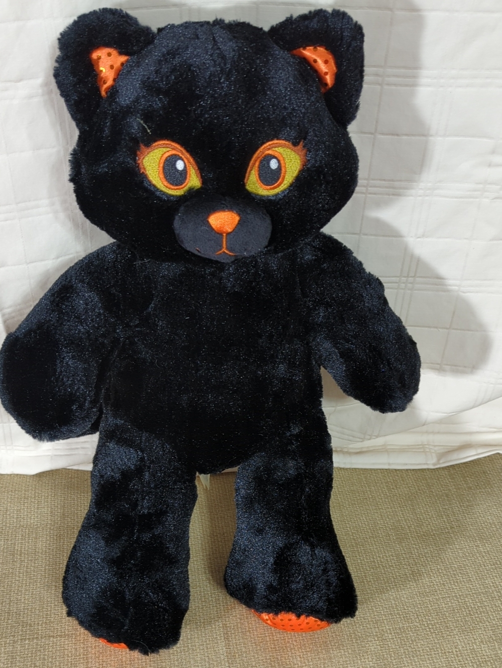 Build A Bear Halloween Black Cat Plush 17" Glow In The Dark Eyes